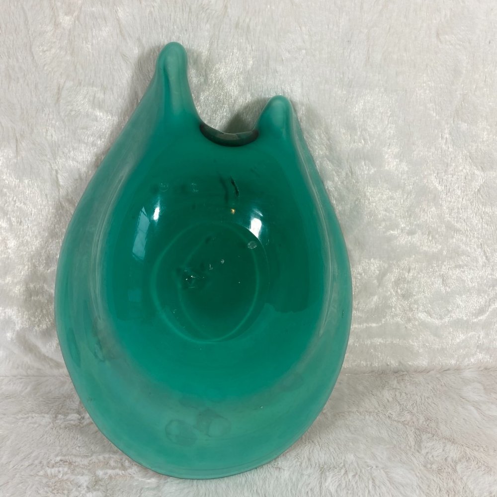 Vintage Mid century  Murano Italian Colorful Confetti Glass Bowl Teal Silver - Picture 4 of 12